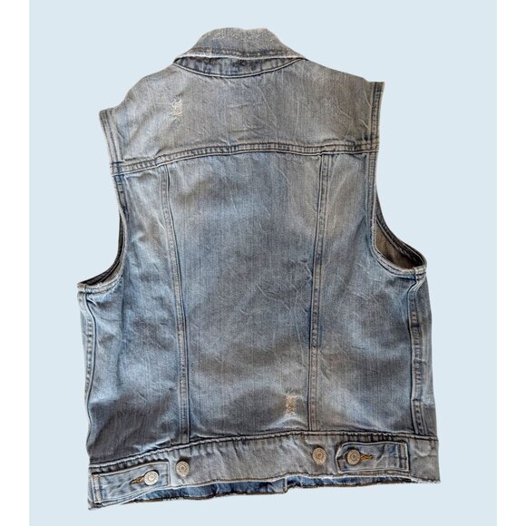 LEVI'S Denim Distressed Full Button Vest Size Small - Picture 6 of 7